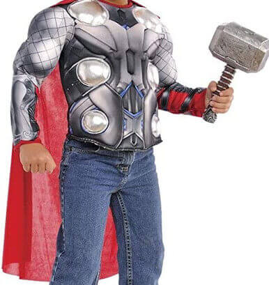 Thor Muscle Chest Shirt & Hammer for Kids - Image 4