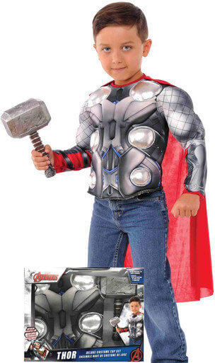 Thor Muscle Chest Shirt & Hammer for Kids - Image 2