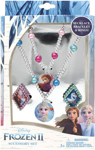 Frozen 2 Girls 4 Piece Costume Toy Jewelry Box Set With Silver Rings, Bead Bracelet And Necklace - Image 5