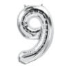 Number 9 Silver Party Foil Balloon 16Inch