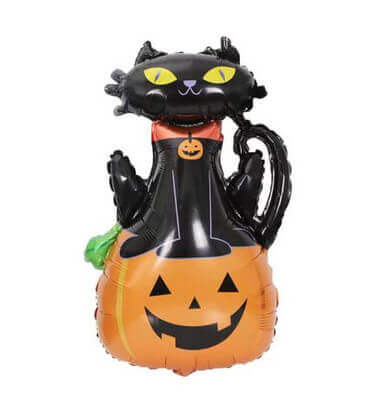 Halloween decoration pumpkin black cat foil balloons Black Cat on Pumpkin Supershape Foil Balloon