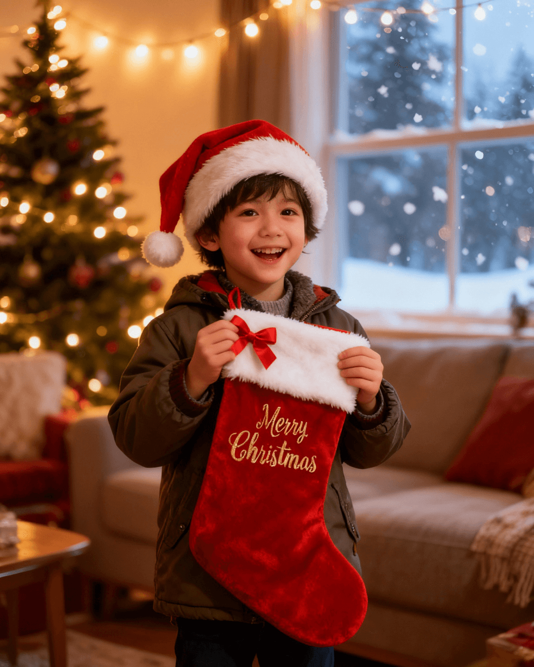 Merry Christmas Bow Stocking - Image 3