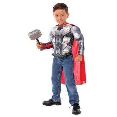 Thor Muscle Chest Shirt & Hammer for Kids - Image 3