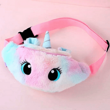Cartoon Kid Unicorn Plush Waist Bag Fluffy Open Eyes - Image 5