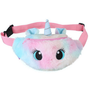 Cartoon Kid Unicorn Plush Waist Bag Fluffy Open Eyes - Image 6