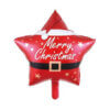 1 Piece Star Shape Merry Christmas Mylar Foil Balloons Decorations in Red Color and Santa Print Design Mylar Balloon Christmas Party Favors (18x45cm.)