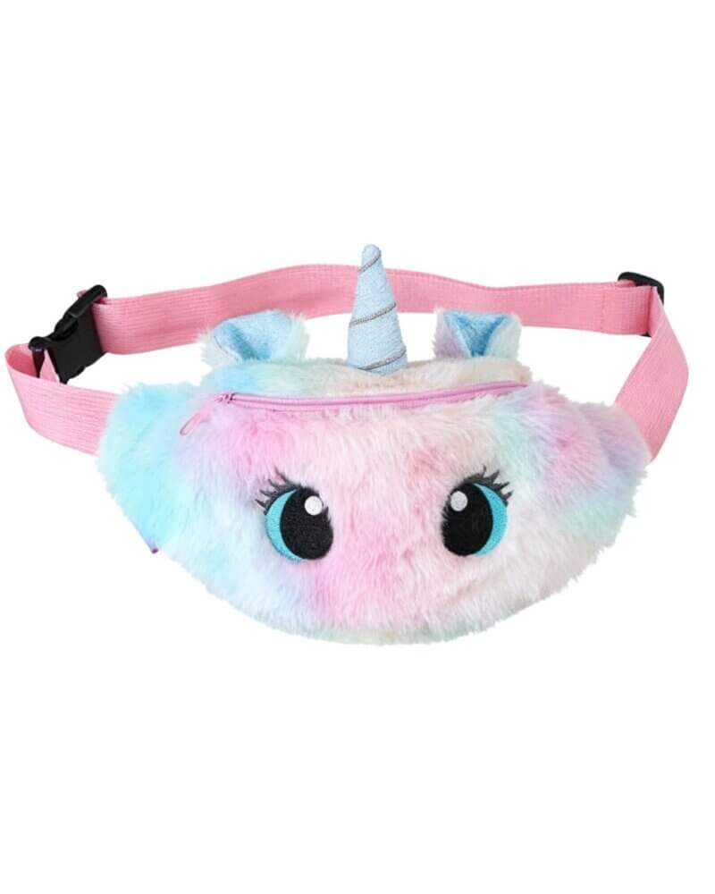Cartoon Kid Unicorn Plush Waist Bag Fluffy Open Eyes