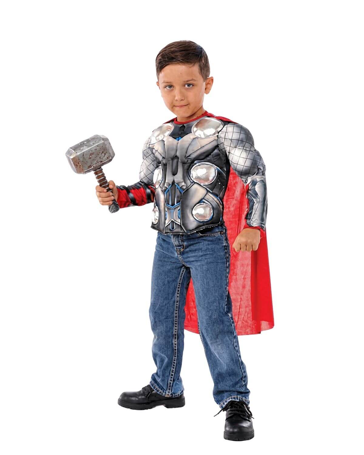 Thor Muscle Chest Shirt & Hammer for Kids