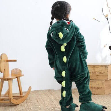 Kids Green Dinosaur Onesie for Kid Animal Pajama Halloween Costumes - Image 6