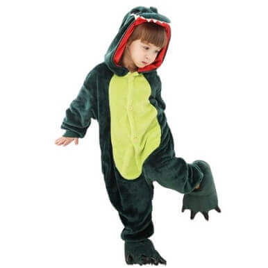 Kids Green Dinosaur Onesie for Kid Animal Pajama Halloween Costumes - Image 5