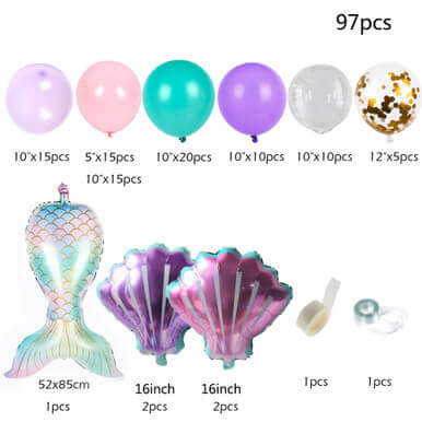 Mermaid Theme Latex Aluminum Foil Shell Fishtail Balloon - Image 5