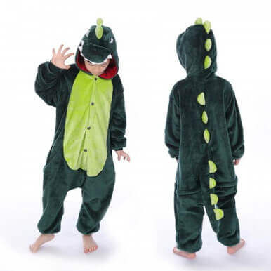 Kids Green Dinosaur Onesie for Kid Animal Pajama Halloween Costumes - Image 7