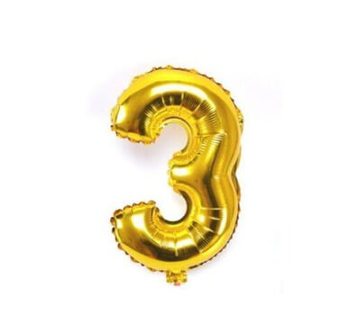 Number 3 Gold Party Foil Balloon 16Inch