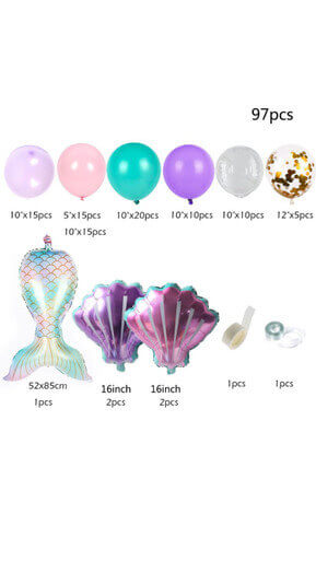 Mermaid Theme Latex Aluminum Foil Shell Fishtail Balloon - Image 2
