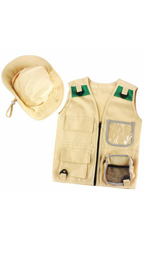 Explorer Costume dress up Explore Outdoor Adventure Kit For Young Kids, Cargo Vest And Hat Set - Image 3