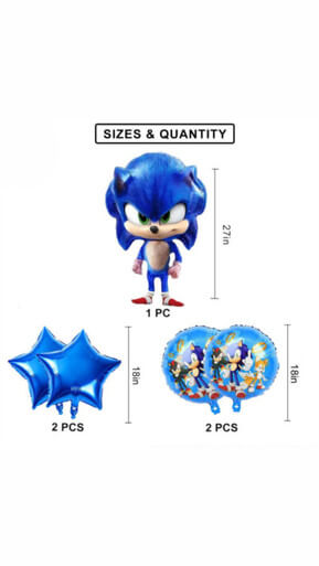 5-Pieces Sonic The Hedgehog Foil Balloons Set