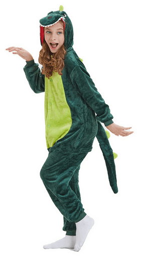 Kids Green Dinosaur Onesie for Kid Animal Pajama Halloween Costumes - Image 4