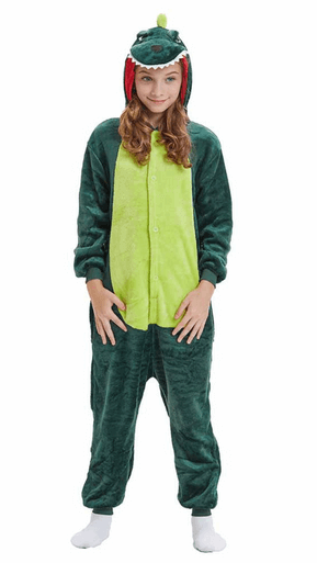 Kids Green Dinosaur Onesie for Kid Animal Pajama Halloween Costumes - Image 3