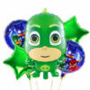 5pcs Pj Masks Foil Balloons Set, Birthday Balloon Bouquet