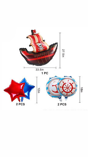 5-Pieces Pirates Foil Balloons Set