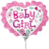 A30 Baby Girl Heart Floral Ruffle Minishape Foil Balloon