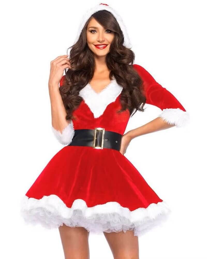 Christmas Miss Santa Claus Cosplay  Mini Dress Ladies Xmas Cosplay