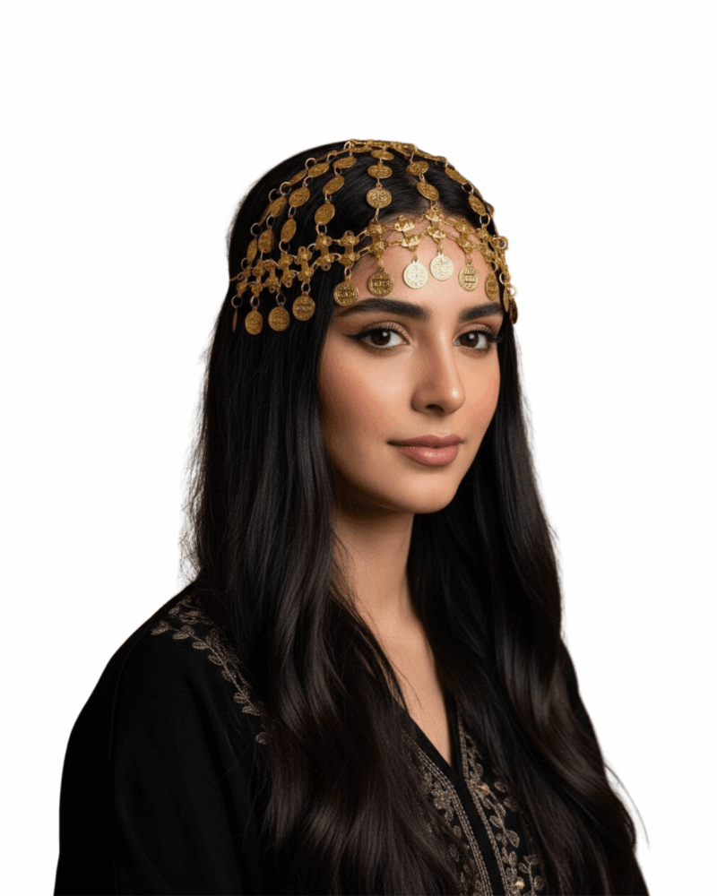 Golden Coin Hair Headband girls Hoop Headpiece Antique Traditional National day celebration