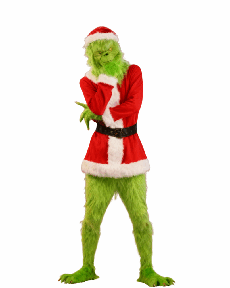 Christmas Grinch Christmas Outfit Party Suit Green/Red Monster with Mask