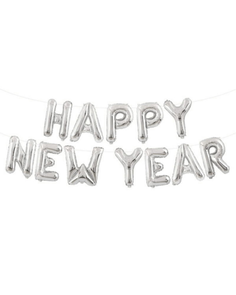 16″ Happy New Year Foil Balloons Set – Silver