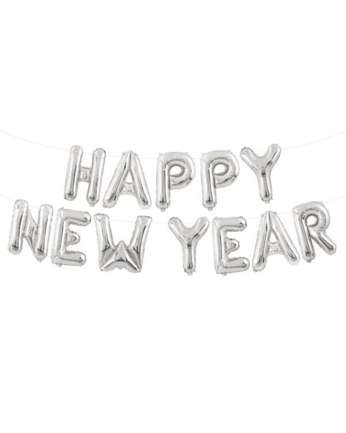 16″ Happy New Year Foil Balloons Set – Silver