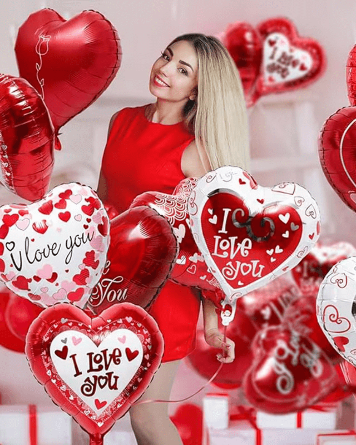 18-Inch Heart-Printed Foil Balloon Set – Romantic Valentine’s Day & Wedding Party Decorations - Image 5