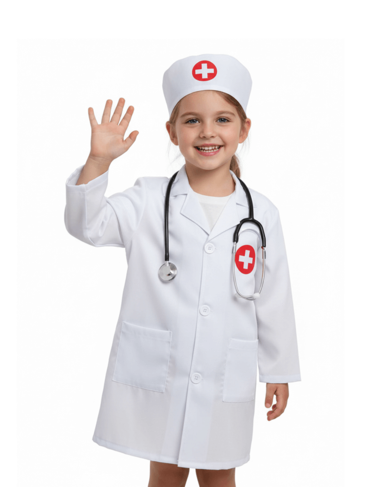 Doctor Costume – White Coat Dress-Up Outfit for Kids , Career Day