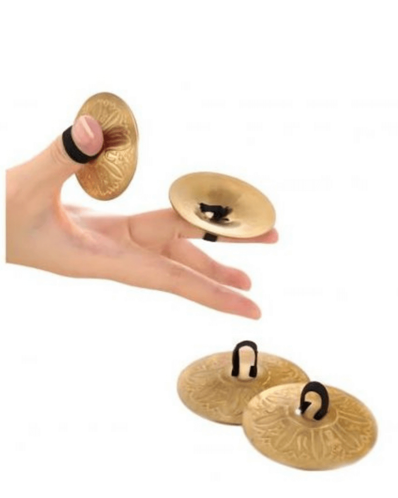 Belly Dance Finger Cymbals (Zills) Sagats – Gold Oriental Dance Zills with Elastic for Professional & Beginner Dancers