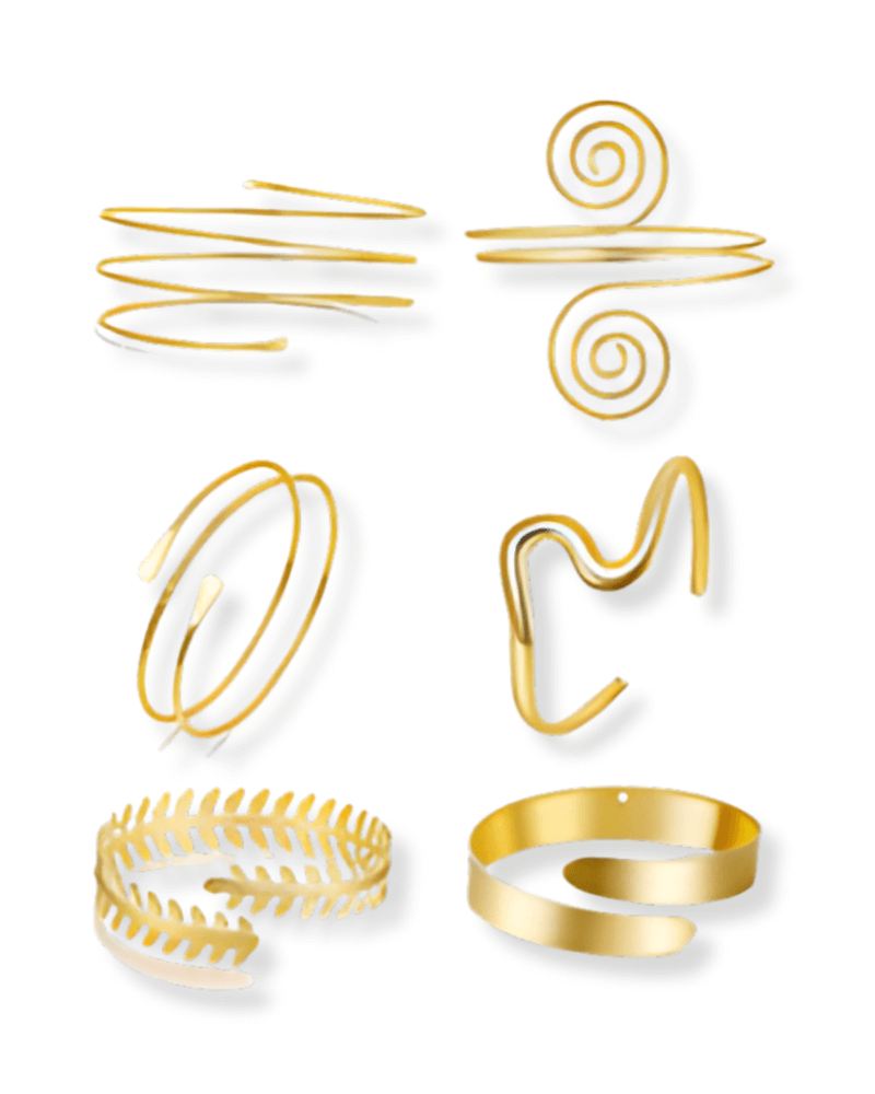 6PCS Gold Upper Arm Cuff Bracelet Set – Adjustable Arm Band Bangles