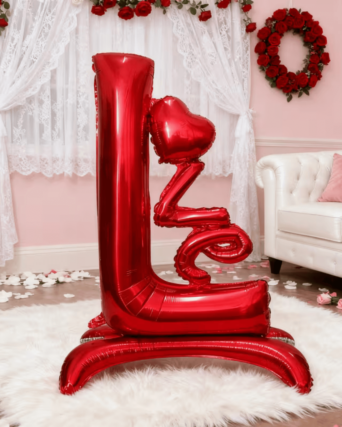 3D Standing LOVE Foil Balloon Set – Bright Red Aluminum Balloons for Valentine’s Day, Weddings & Party Backdrops - Image 3
