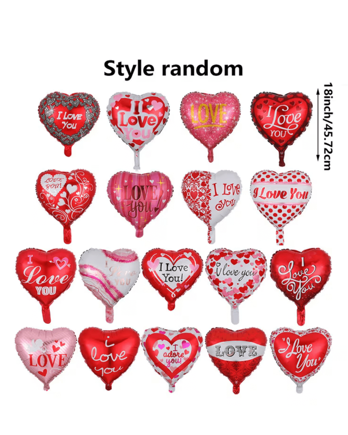 18-Inch Heart-Printed Foil Balloon Set – Romantic Valentine’s Day & Wedding Party Decorations - Image 2