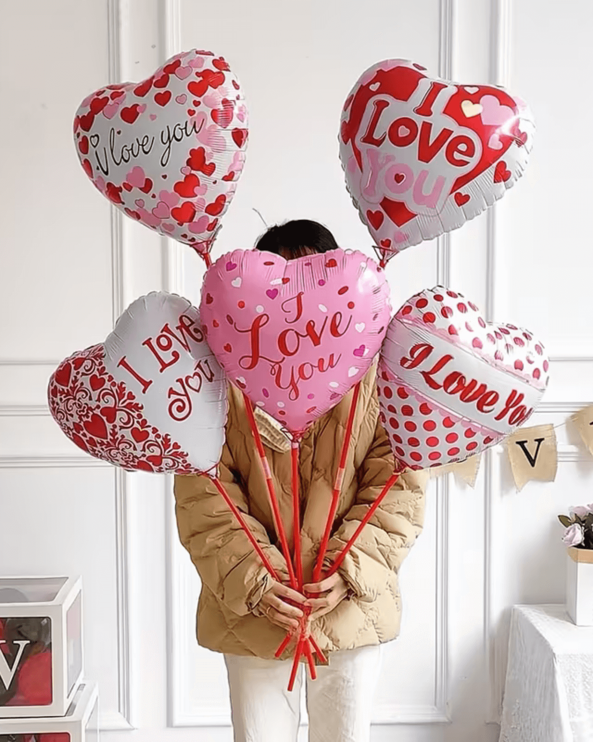 18-Inch Heart-Printed Foil Balloon Set – Romantic Valentine’s Day & Wedding Party Decorations - Image 3