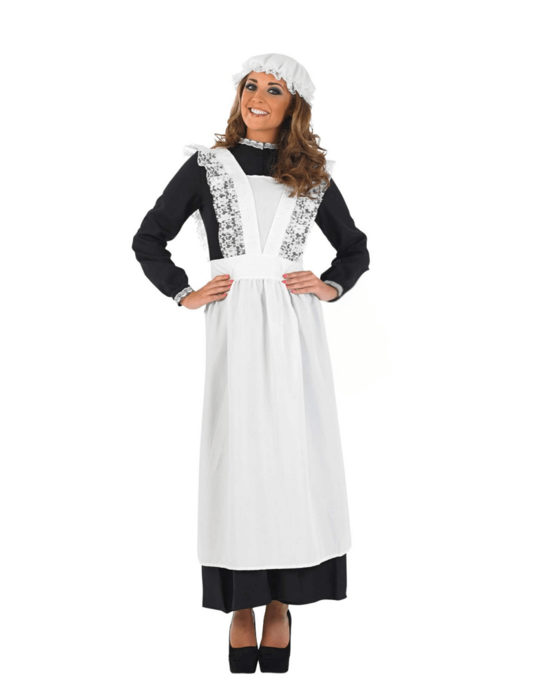 Pioneer Dress Women Prairie Colonial Costume with Apron Victorian Maid Outfit